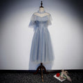 Light Blue Shiny Tulle High Neckline Homecoming Dress Party Dress       cg23333