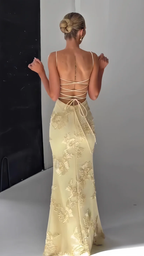 Spaghetti Straps Floral Long Prom Dresses Sheath Sexy Party Dress cg26083