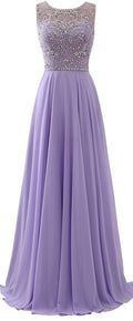 Exquisite Chiffon Scoop Neckline A-Line Prom Dresses With Beadings  cg7539