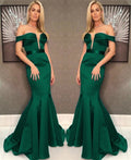Sexy Off The Shoulder Long Satin Mermaid Evening prom Dresses  cg7864