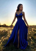 Royal Blue Simple Long Prom Dresses 8th Graduation Dress School Dance Winter Formal Dress  cg8108