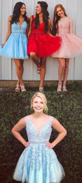 Elegant Blue/Red/Pink Tulle Short Homecoming Dress  cg8784