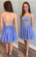 Sparkle Beading Blue Short Homecoming Dress  cg9040