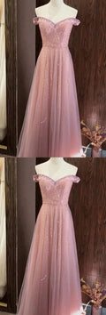 Stunning Gorgeous Off Shoulder Tulle Floor Length Dress, Long Prom Dress   cg9575