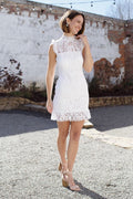 White Lace Charming Short Homecoming Dress   cg9959
