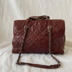 Chanel Chic Burgundy Quilted Caviar Tote Bag