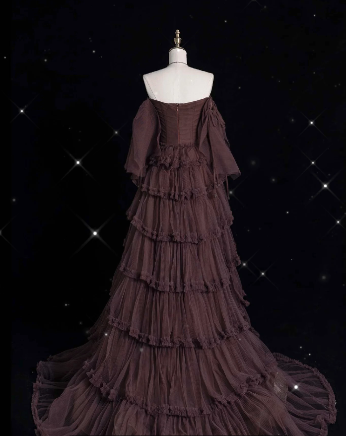 Chic Ball Gowns Off The Shoulder Long Sleeves Prom Dress Tulle Long Prom Dresses
