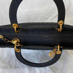 Christian Dior Lady Dior Black Canvas Handbag