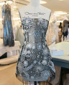 Grey tube top with diamonds in various shapes A-line skirt homecoming dress R2478