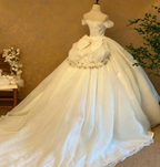 Off The Shoulder White Wedding Dress Sweet 16 Birthday Dress cg26338
