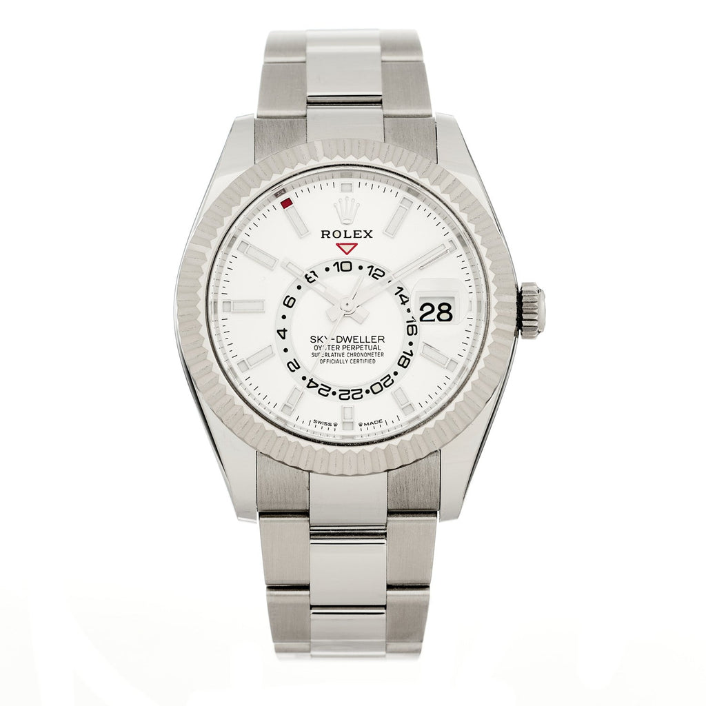 18K White Gold Stainless Steel 42mm Oyster Perpetual Sky-Dweller Watch White 336934