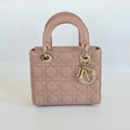 Dior Taupe Cannage Quilted Leather Small My Lady Dior Tote