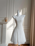 Classy White Spaghetti Straps Lace A Line Homecoming Dress,Mini Party Dress Y8584