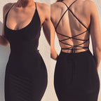 Sexy Mermaid Black Prom Dresses,Cross-Back   Prom Gown Black Bodycon Dress Y666