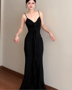Large size French pure desire style suspender dress holiday sexy figure hip long skirt R1843