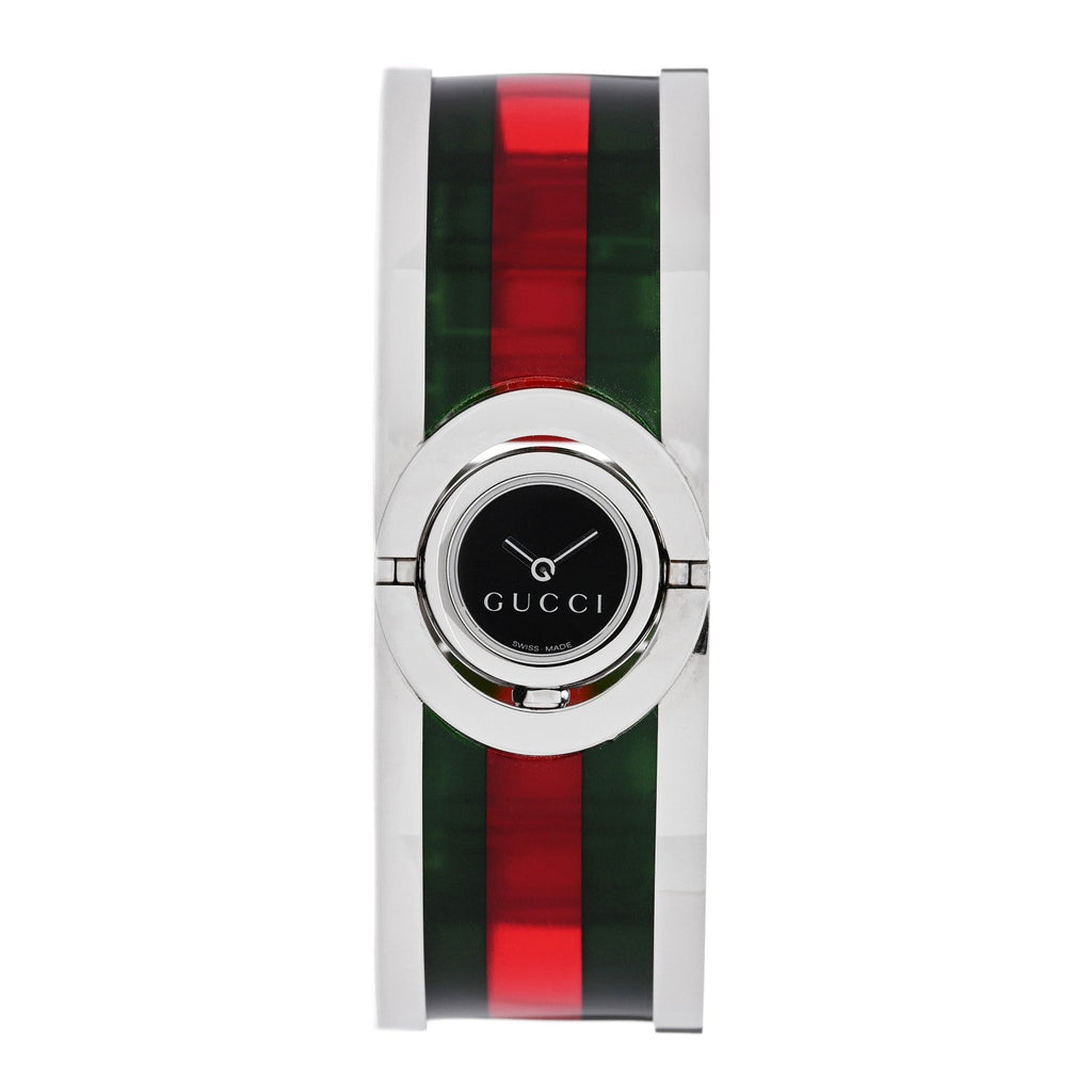 Stainless Steel Acetate 23mm Twirl Web Quartz Watch Black