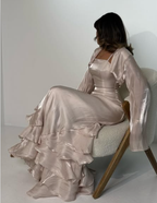 Elegant Straps Pleated Ruffles Long Prom Dresses Prom Gowns
