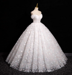 Elegant White 3D Floral Tulle Long Ball Gown Evening Dresses Sweet 16 Dresses