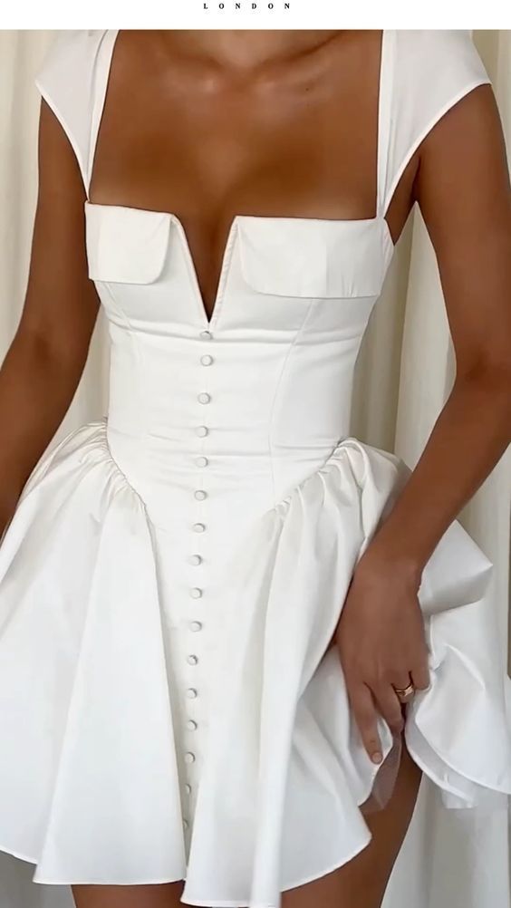 White suspender deep V sexy tube top A-line figure showing princess dress homecoming dress R2442