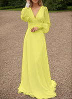 Ivory lace wedding dress long sleeve button back long train gown lace & chiffon Wedding Dresses