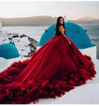 Luxury Burgundy Ball Gown Quinceanera Dress Crysatl Beaded Sweet 16 Dress Long Formal Prom Gowns  c3094