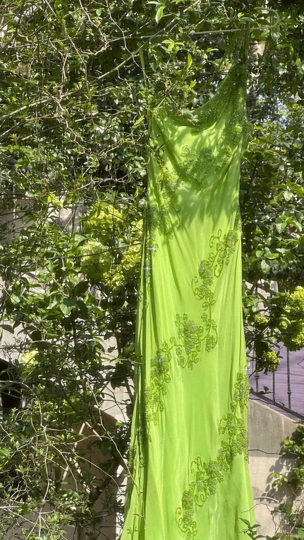 Fresh Green One Shoulder Chiffon Beaded Mermaid Evening Gown Prom Dresses