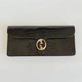 Gucci Brown Crocodile 1973 Flap Long Clutch