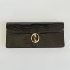 Gucci Brown Crocodile 1973 Flap Long Clutch