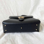 Gucci interlocking G black leather flap bag with goldtone hardware