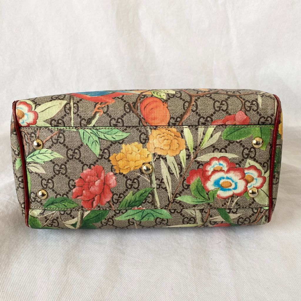 Gucci Multicolor GG Blooms Supreme Canvas and Leather Boston Bag