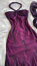 Purple Exquisite Elegant Backless Beaded Long Prom Dress Prom Gowns Graduation Dresses