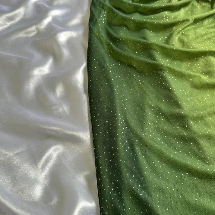Green Shiny Elegant Strap Gradient Long Chiffon Ball Gowns Prom Dress Prom Dress