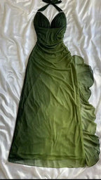 Green Shiny Elegant Strap Gradient Long Chiffon Ball Gowns Prom Dress Prom Dress