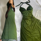 Green Shiny Elegant Strap Gradient Long Chiffon Ball Gowns Prom Dress Prom Dress