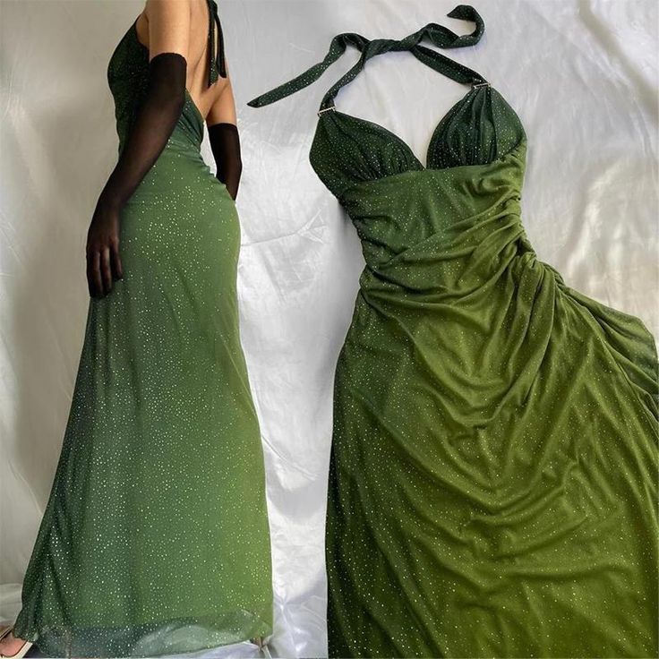 Green Shiny Elegant Strap Gradient Long Chiffon Ball Gowns Prom Dress Prom Dress