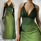 Green Shiny Elegant Strap Gradient Long Chiffon Ball Gowns Prom Dress Prom Dress