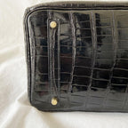 Hermès Black Shiny Porosus Crocodile Leather Gold Hardware Birkin 35 Bag