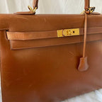 Hermes Brique Box Calf Leather Gold Hardware Kelly Sellier 35 Bag