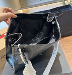 SAINT LAURENT NIKI shopping in crocodile-embossed leather