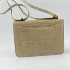 Kwanpen crocodile leather beige shoulder flap bag