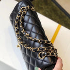 CHANEL SMALL CLASSIC HANDBAG LAMBSKIN & GOLD METAL