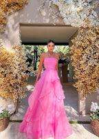 Pink Long Prom Gown, Pink Prom Dresses