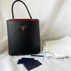 Prada Black Saffiano Leather Panier Top Handle Bag