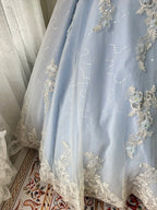 Princess Light Blue Lace Tulle Ball Gown Evening Dresses Sweet 16Th Dresses