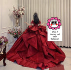 Charming red or white princess V neck satin ball gown wedding dress - various styles  C2154