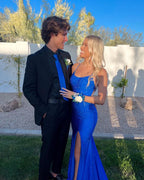 Mermaid Royal Blue Prom Dress With Side Slit Elegant Evening Dress Y576