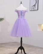 Light Purple Lace And Tulle Off The Shoulder Homecoming Dress S11189