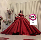 Charming red or white princess V neck satin ball gown wedding dress - various styles  C2154
