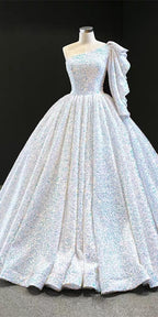 One Shoulder Ball Gown Sequin Prom Dresses, Quinceanera Dresses C2307