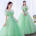 Short Sleeve Illusion Ball Gown, Quinceanera Dress - green C2047
